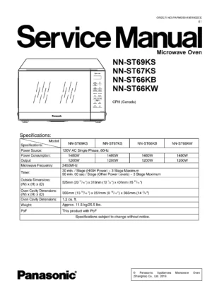 Panasonic nn st69ks st67ks st66kb st66kw service manual cover