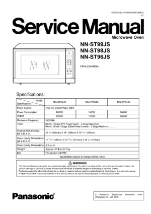Panasonic nn st99js st98js st96js service manual cover