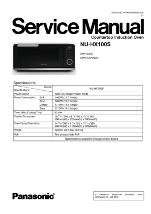 Panasonic nu hx100s service manual cover