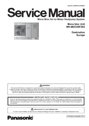 Panasonic wh mdc05f3e5 service manual cover