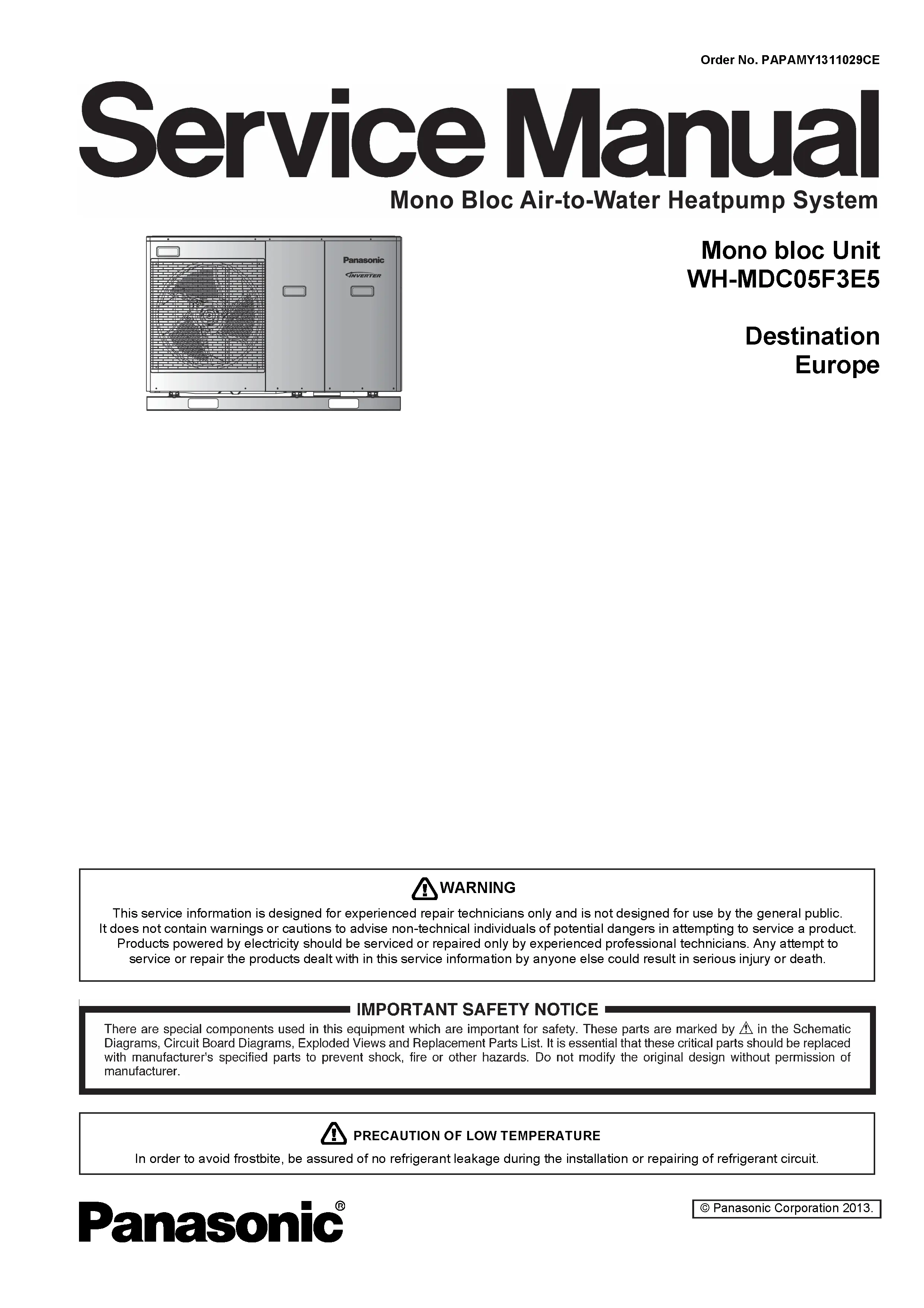 Panasonic wh mdc05f3e5 service manual cover