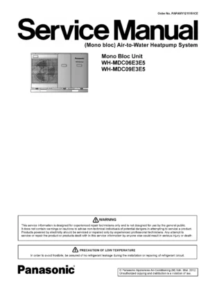 Panasonic wh mdc06e3e5 service manual cover