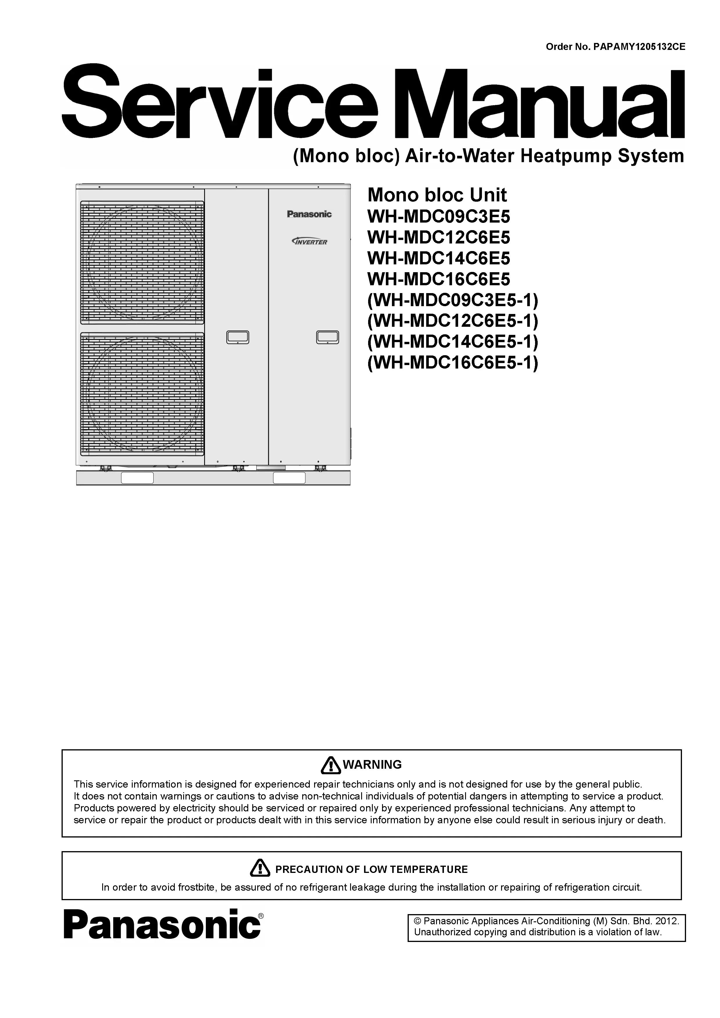 Panasonic wh mdc09c3e5 service manual cover