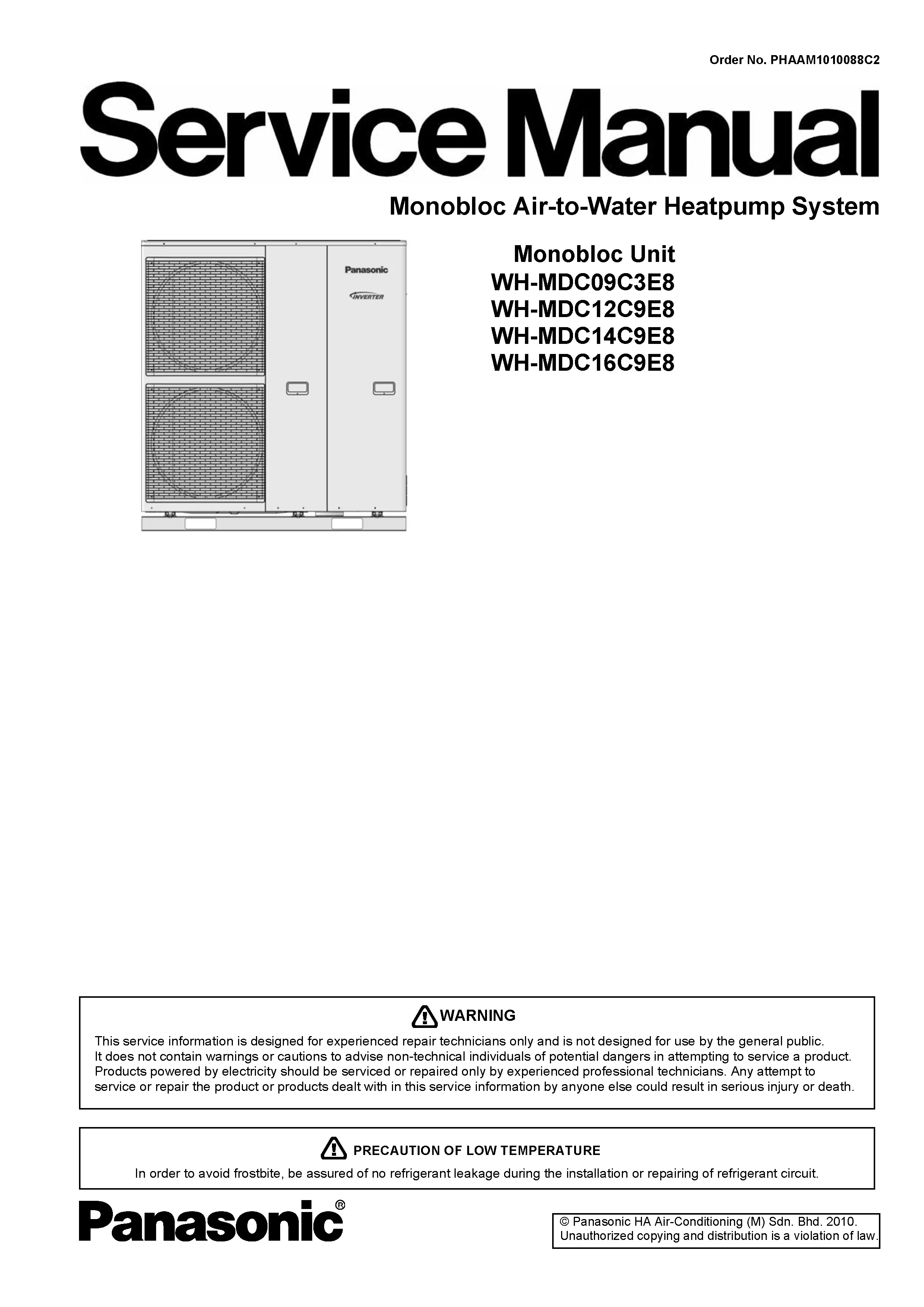 Panasonic wh mdc09c3e8 service manual cover