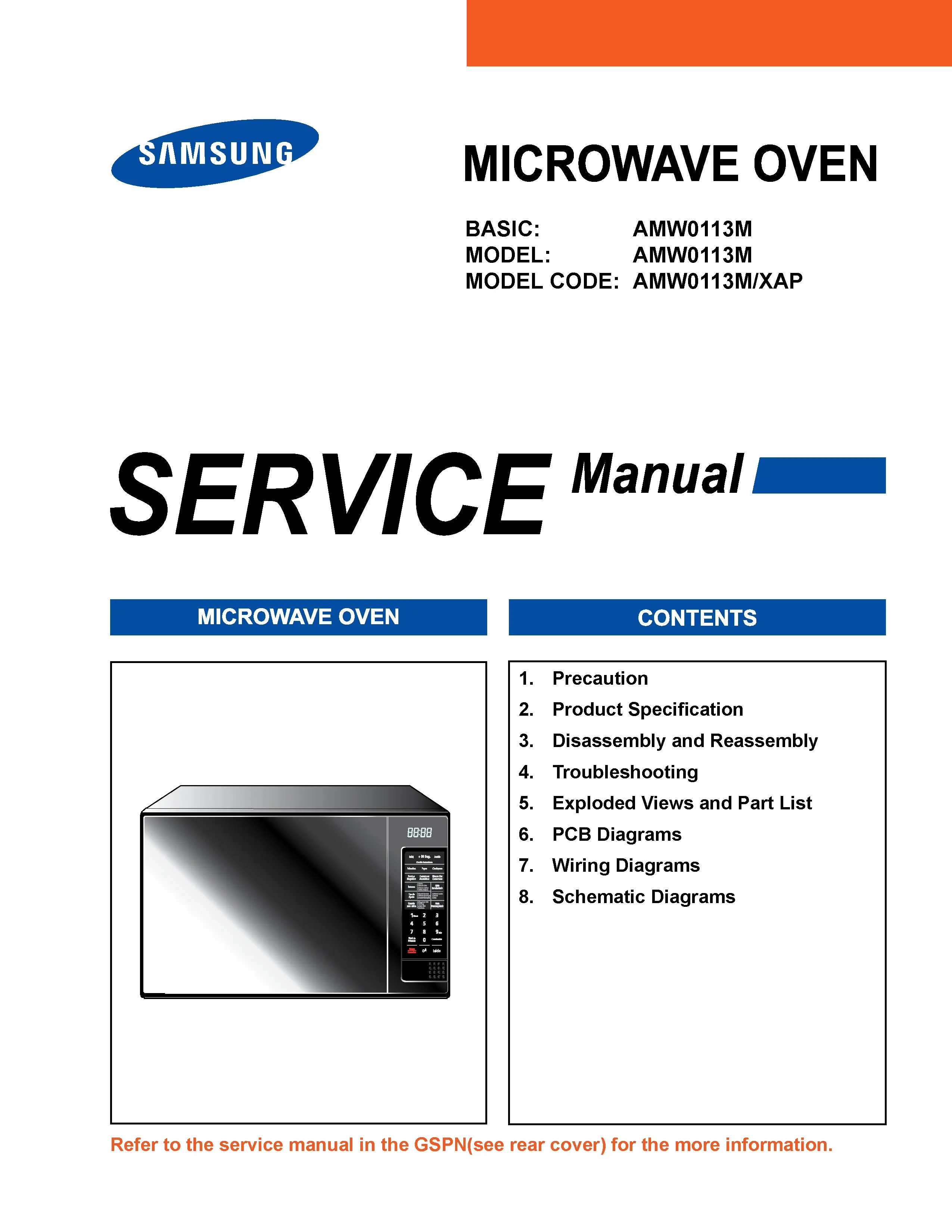 Samsung amw0113m service manual cover