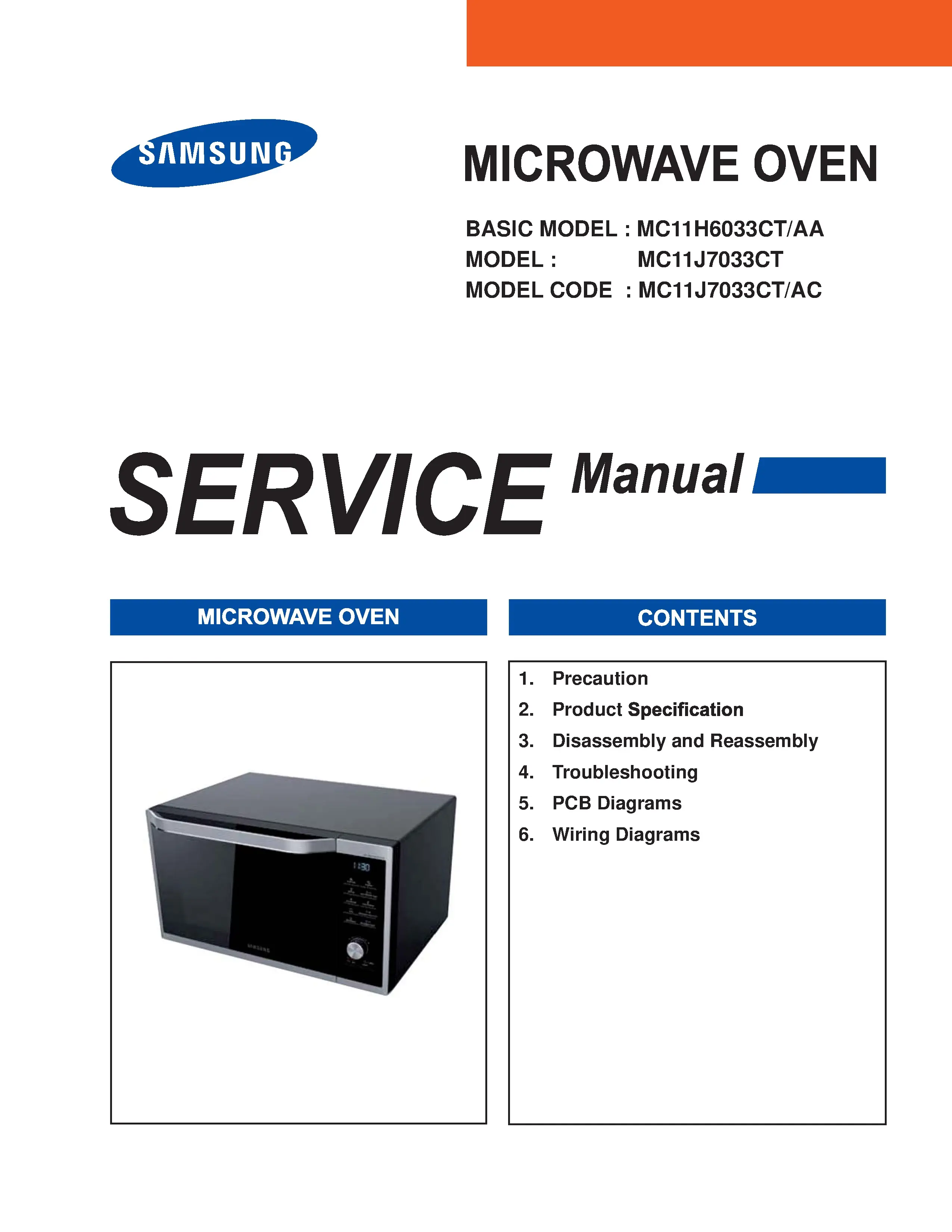 Samsung mc 11j7033ct service manual cover