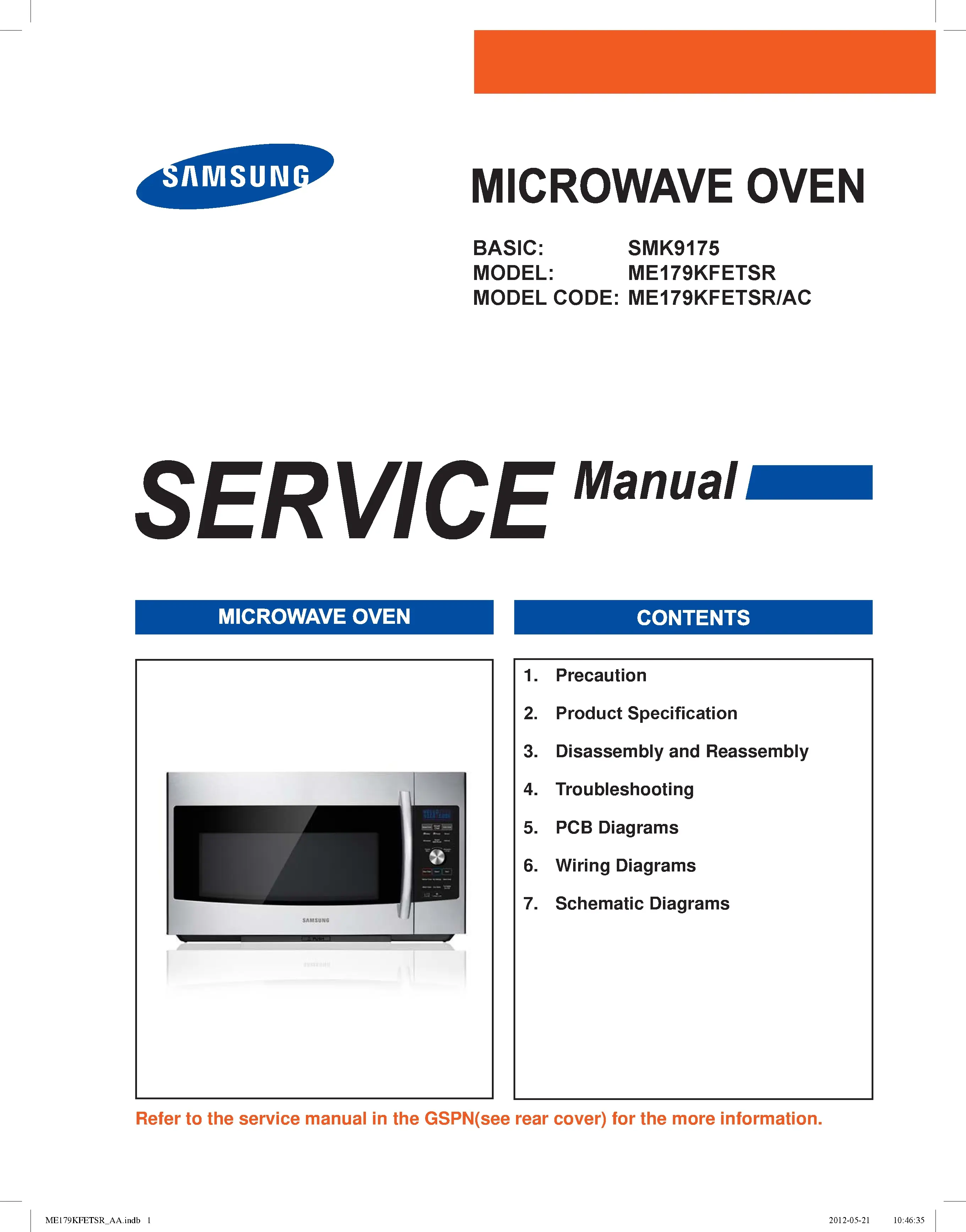 Samsung me179kfetsr service manual cover