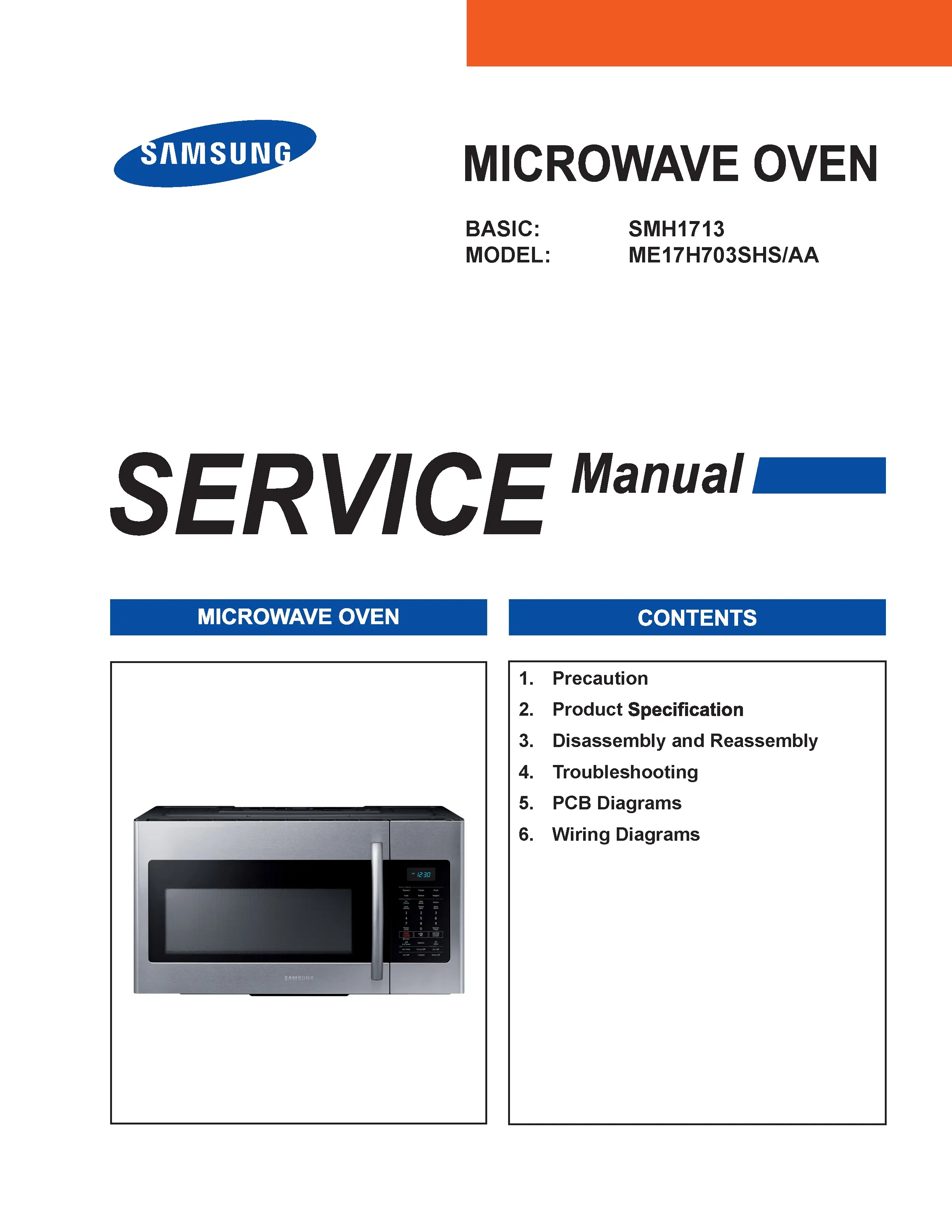 Samsung me17h703shs service manual cover
