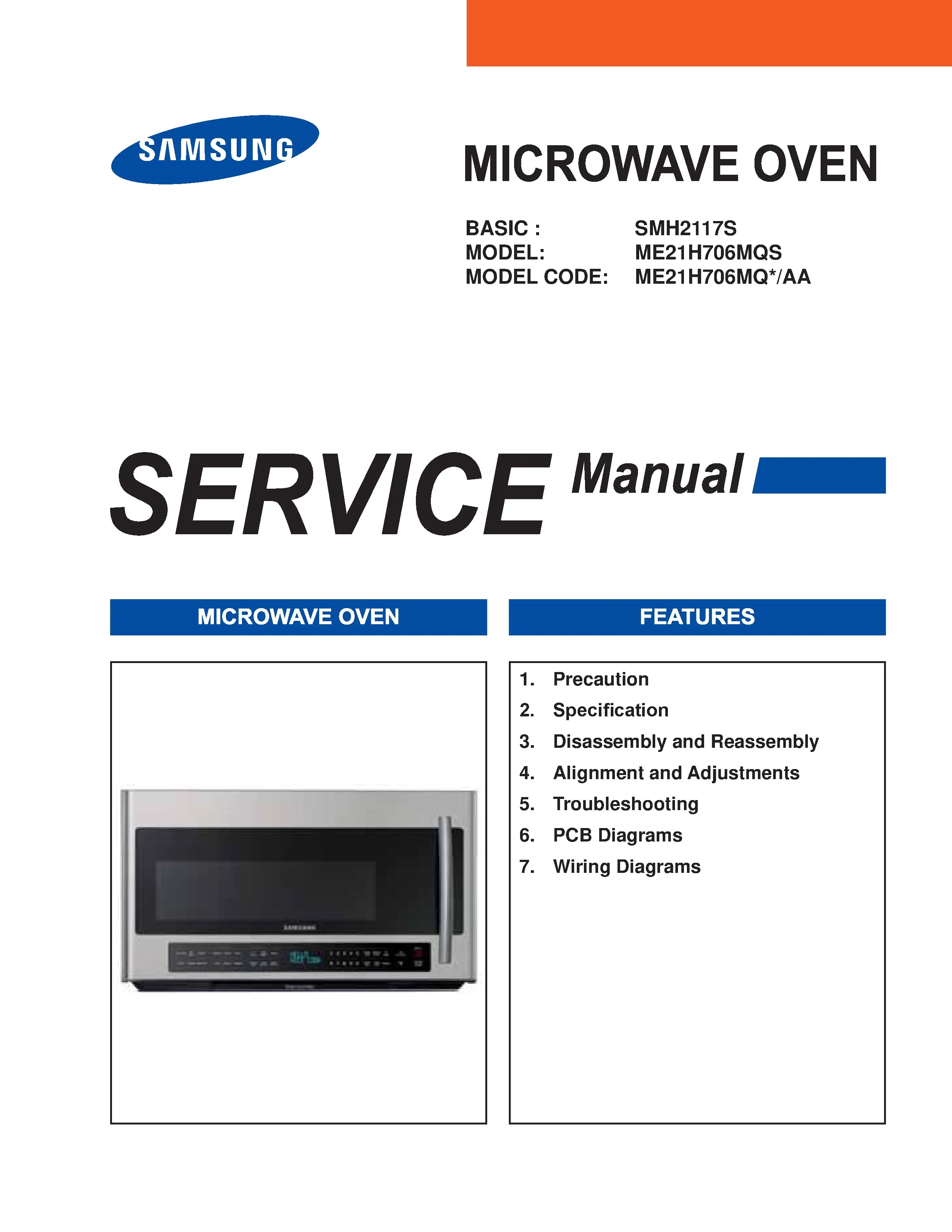Samsung me21h706mqg me21h706mqs aa service manual cover