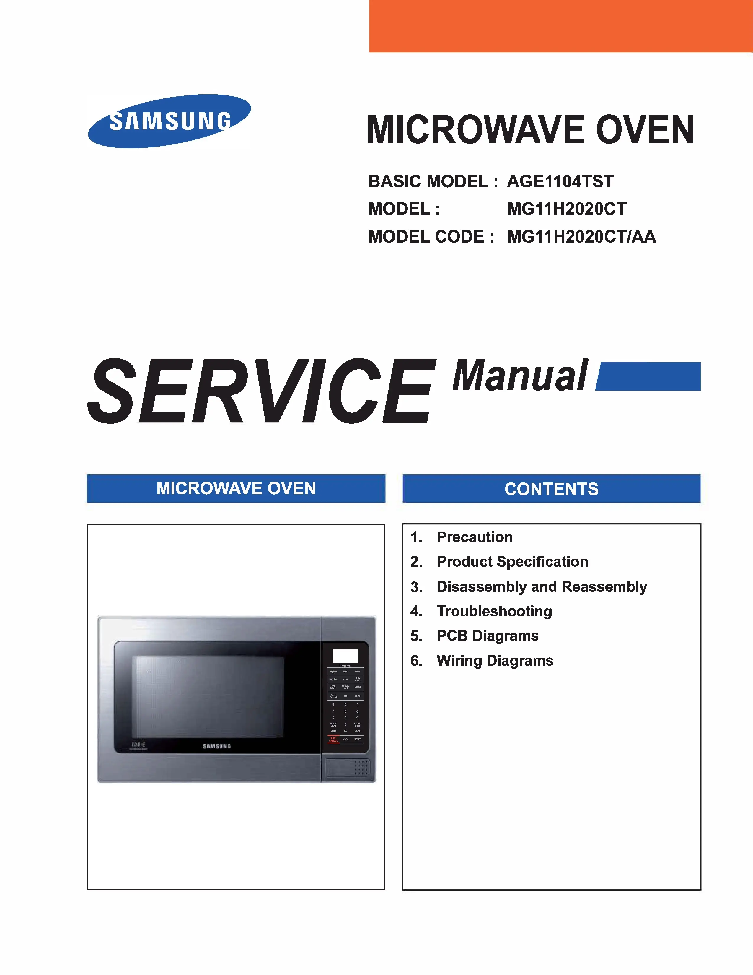Samsung mg11 h2020ct service manual cover