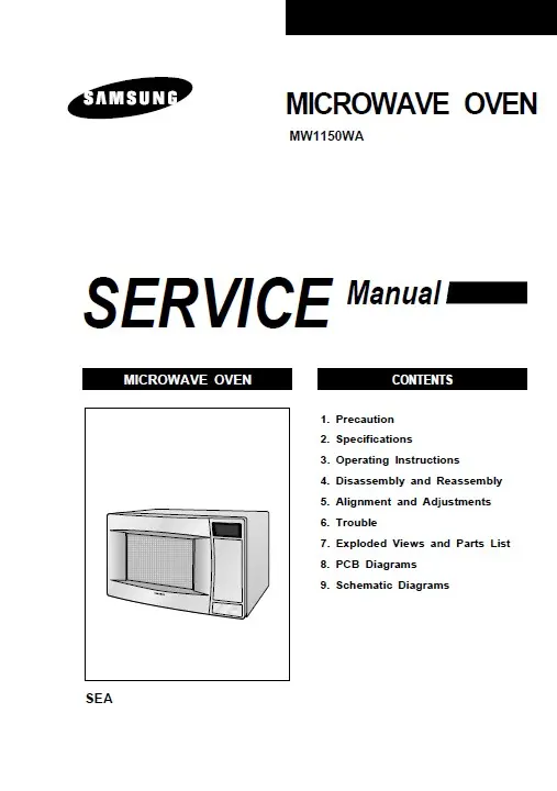 Samsung mw1150wa service manual cover