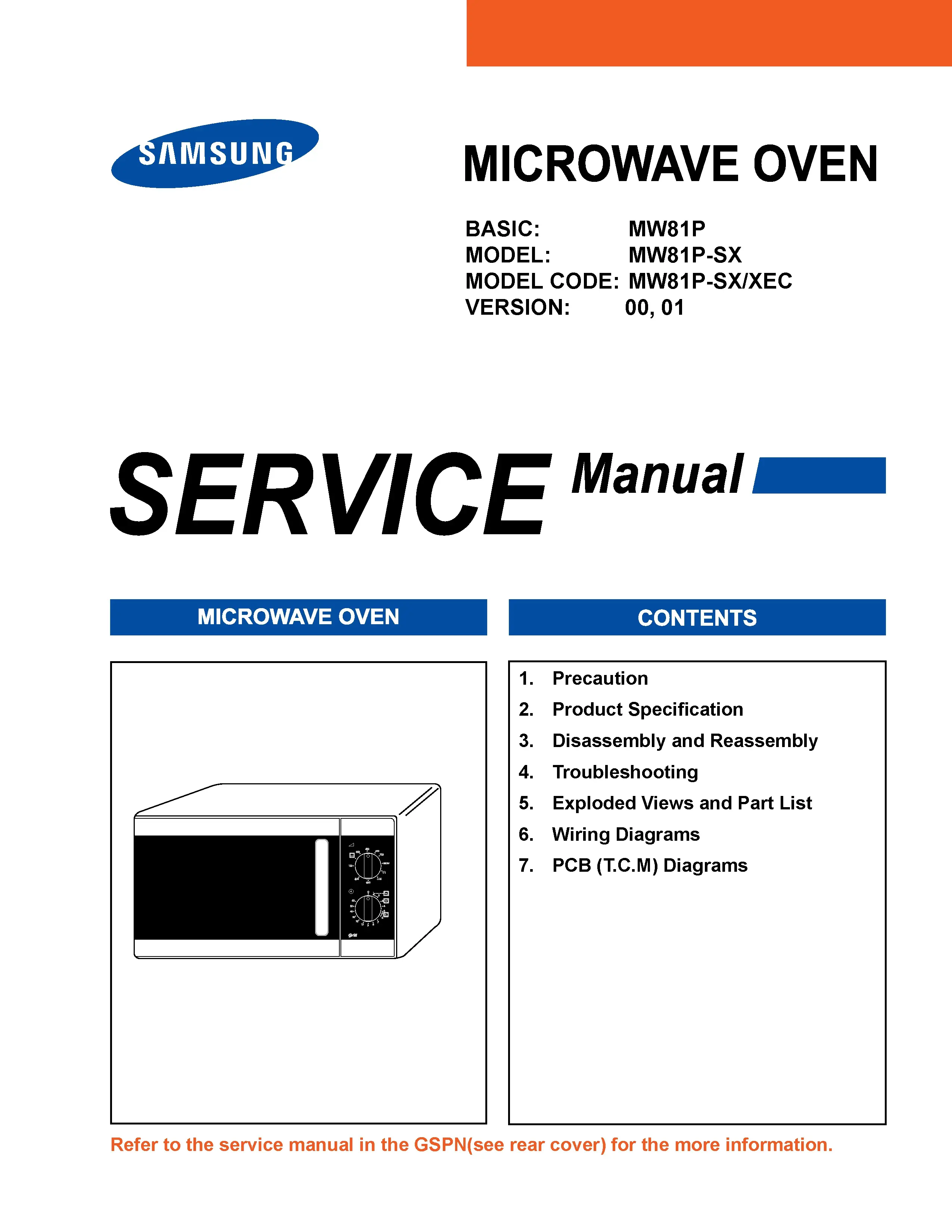 Samsung mw81p service manual cover