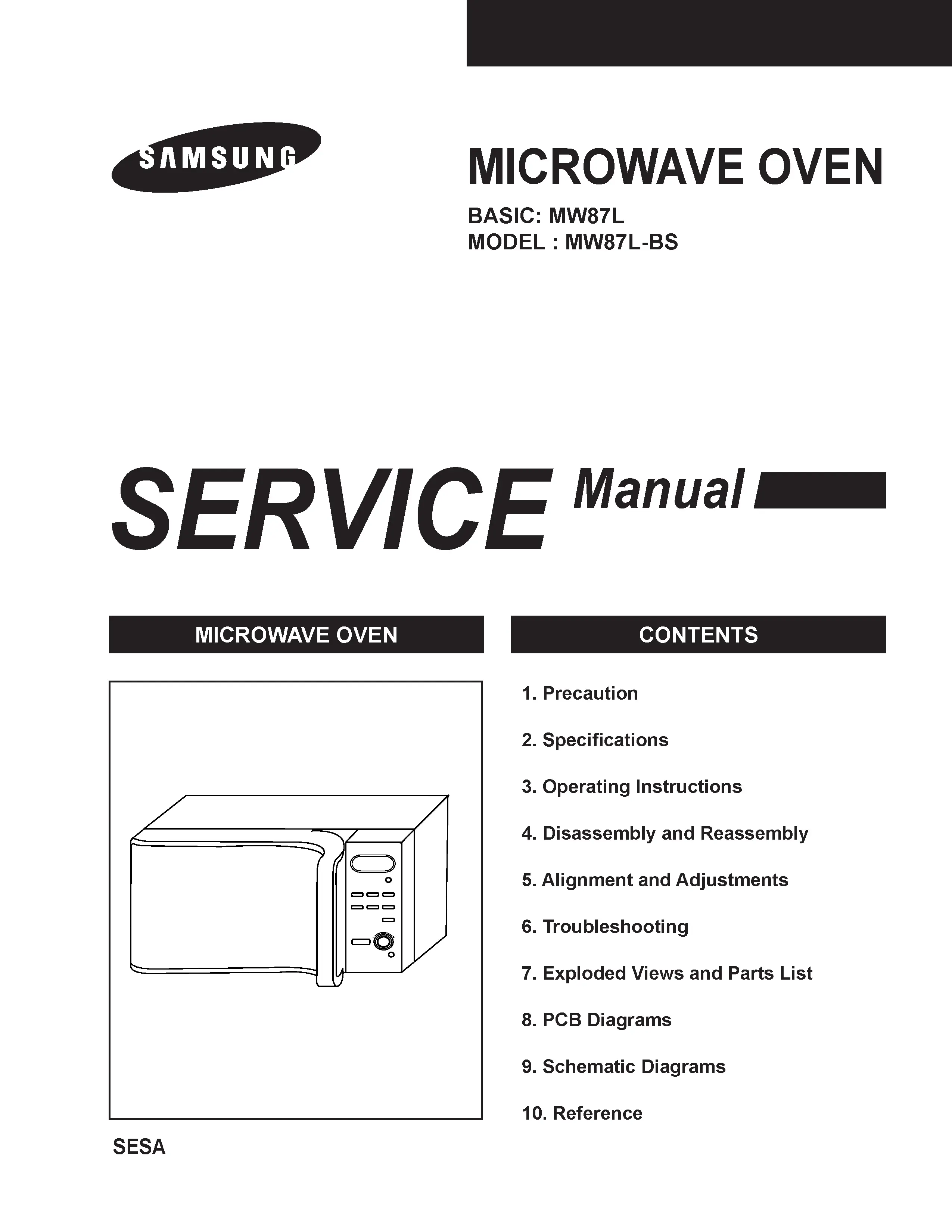 Samsung mw87l service manual cover