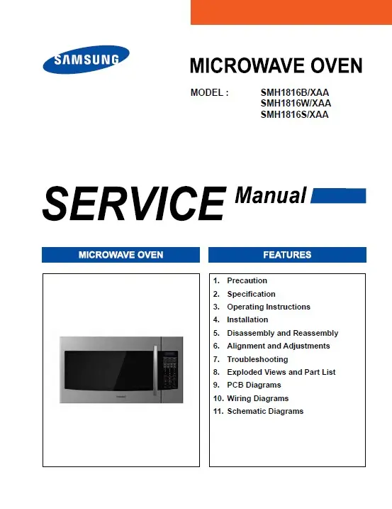 Samsung smh1816b smh1816w smh1816s service manual cover