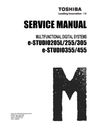 Toshiba e studio 205l 255 305 355 455 service manual cover