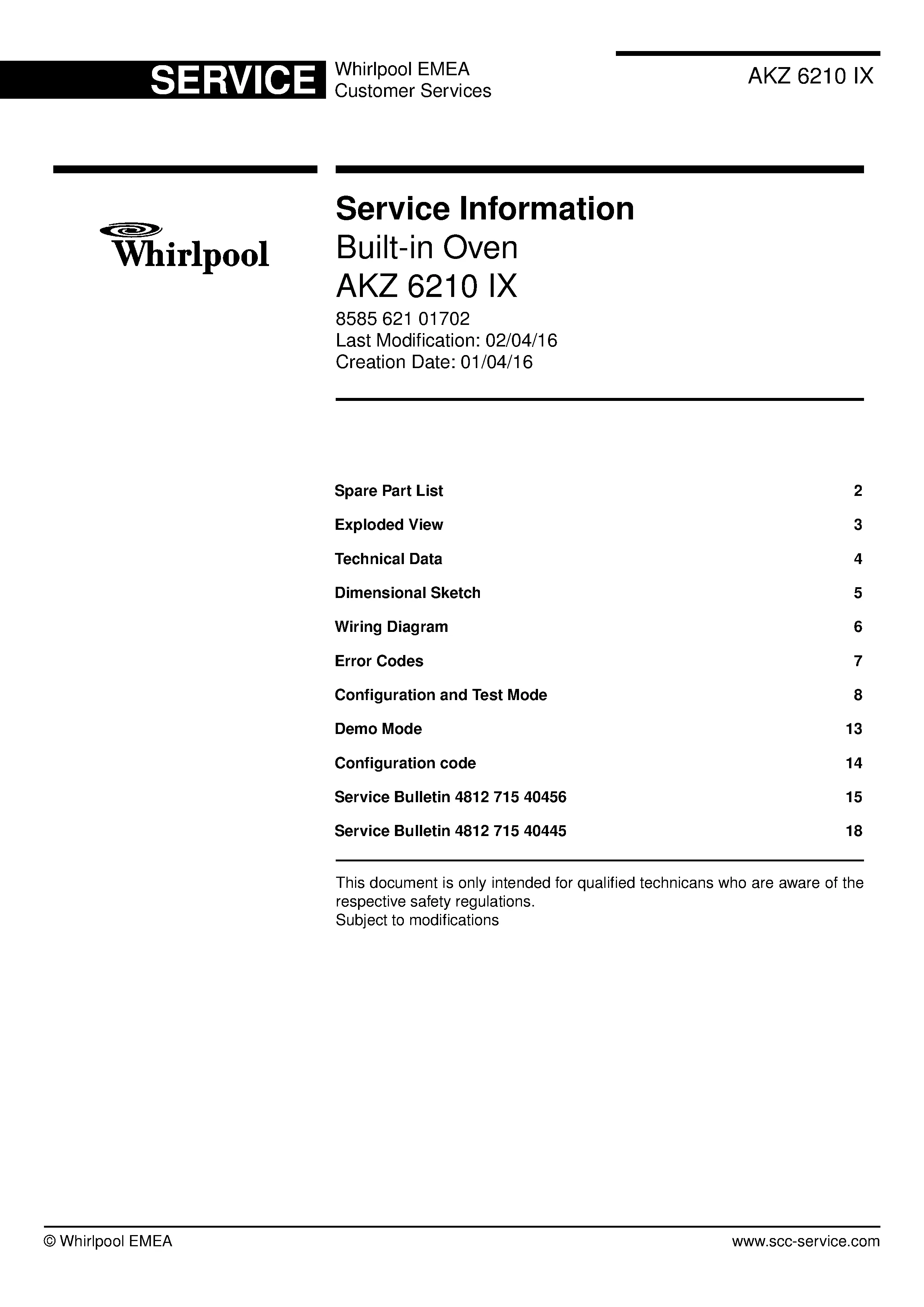 Whirlpool akz 6210 ix service manual cover
