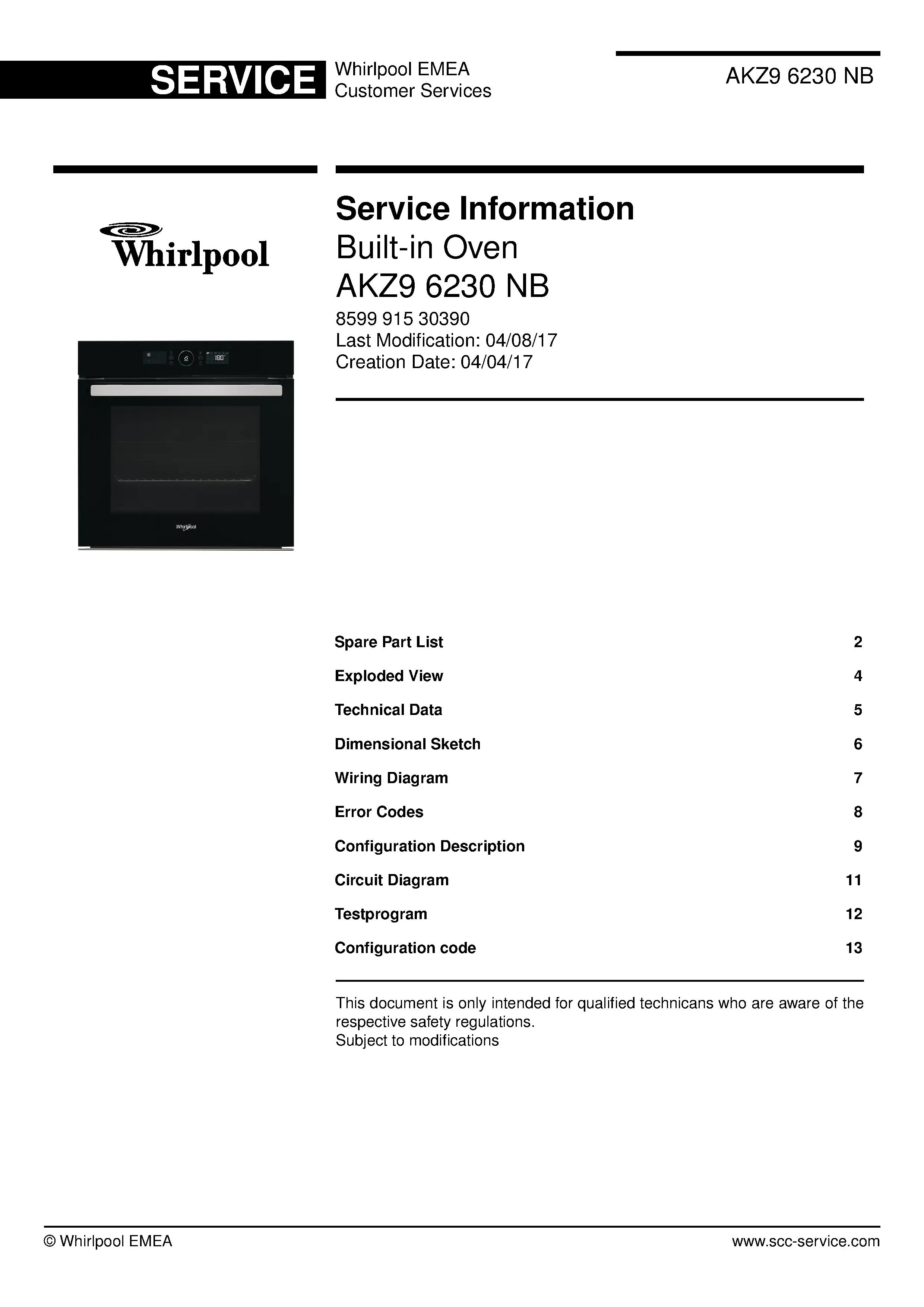 Whirlpool akz9 6230 nb service manual cover