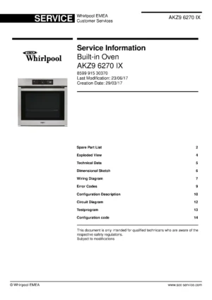 Whirlpool akz9 6270 ix service manual cover